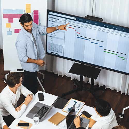 Project tracking and shipping status visibility on a large screen