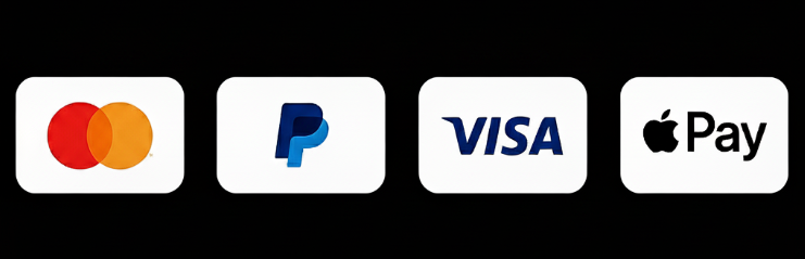 我们接受万事达卡、PayPal、Visa 和 Apple Pay