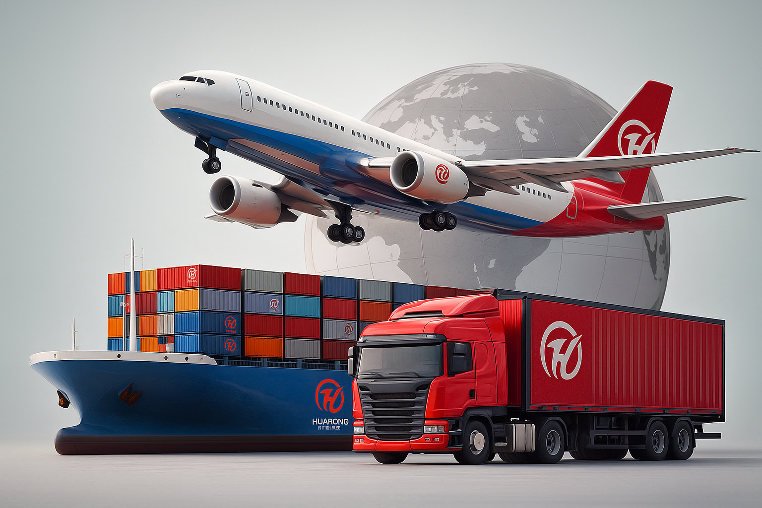Global logistics network with air, sea and land freight